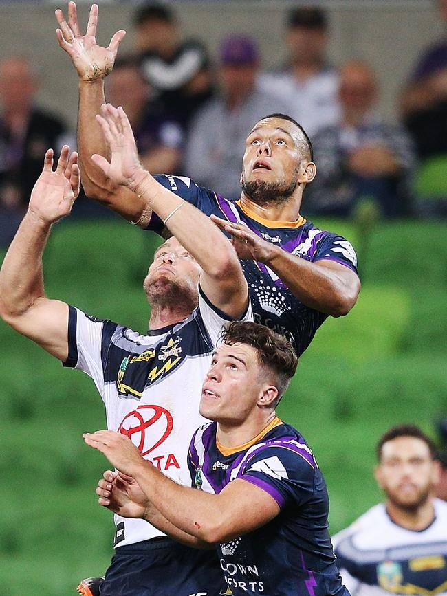 Will Chambers flies for the ball against North Queensland.