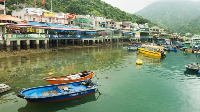 Seafood restaurants line the harbour at Sok Kwu Wan on Hong Kong’s Lamma Island.