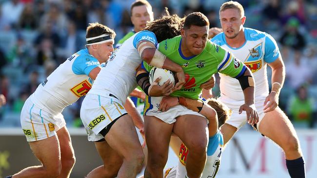 The Raiders scored a strong 32-18 win over the Titans in Canberra.