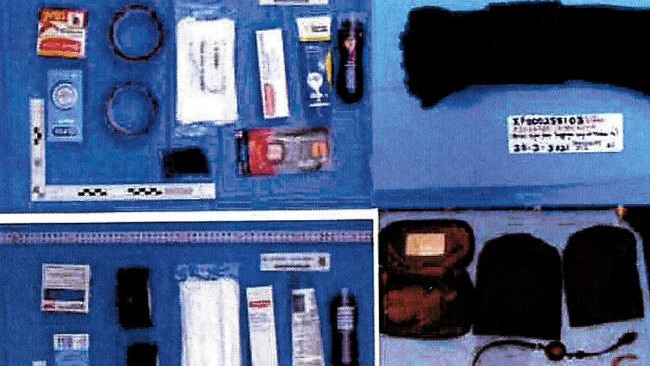 More items police found in the hotel room, including rope, tape and lubricant. Picture: Supplied