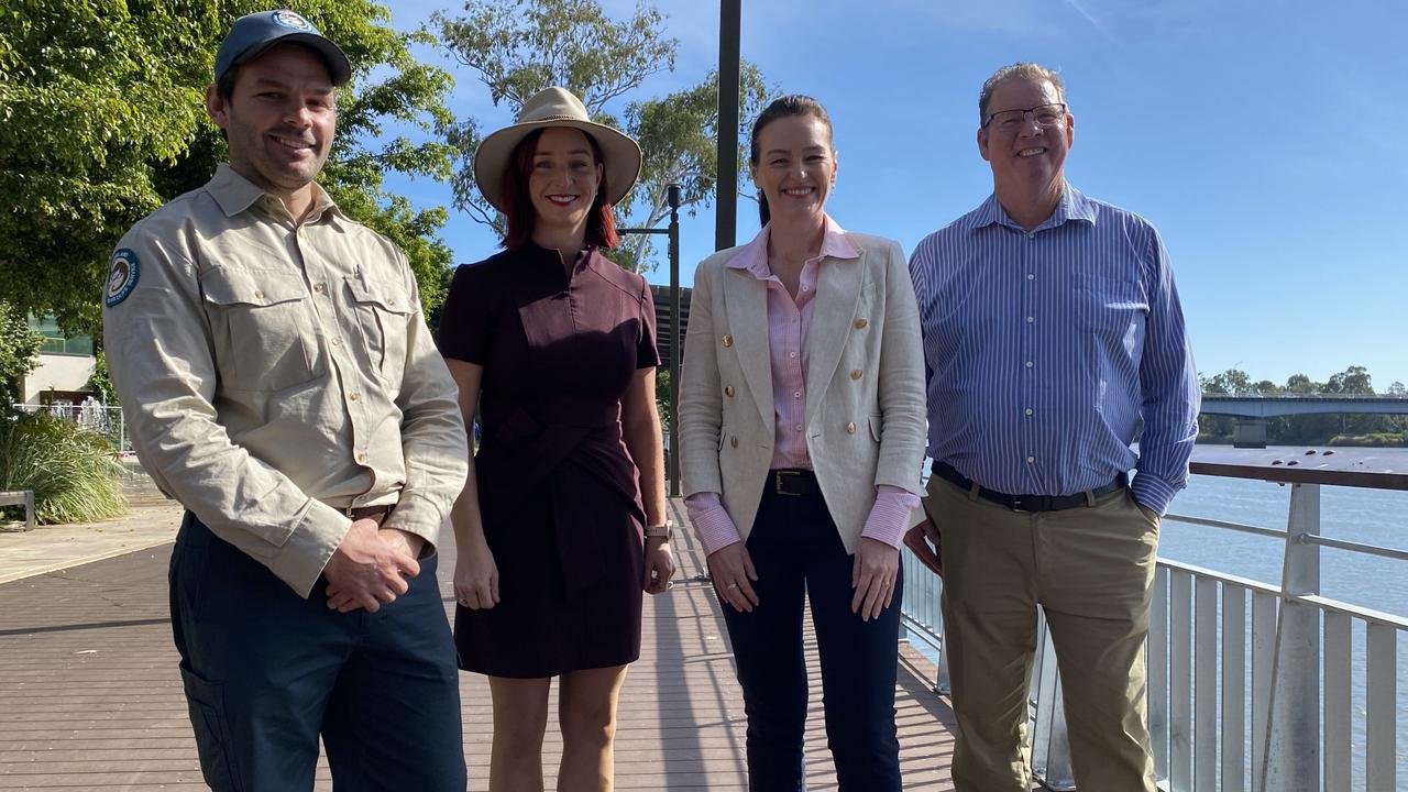 QPWS Senior Wildlife Officer Joshua Morris, Keppel MP Brittany Lauga, Environment Minister Leanne Linard and Rockhampton MP Barry O'Rourke.