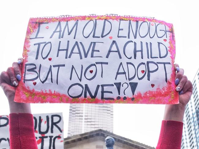 MELBOURNE, AUSTRALIA - NewsWire Photos JULY 2, 2022 People marching through the streets of Melbourne a  rally is being held in Melbourne in solidarity with abortion rights protesters fighting to reinstate Roe v Wade, Picture: NCA NewsWire / Luis Enrique Ascu