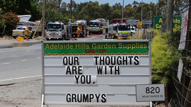 A sign outside Adelaide Hills Garden Supplies. Picture: Dylan Coker