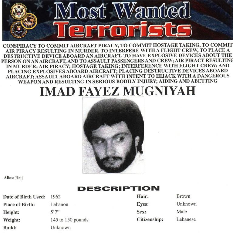 Terror mastermind ... Imad Fayez Mugniyah pictured on an FBI Most Wanted poster.