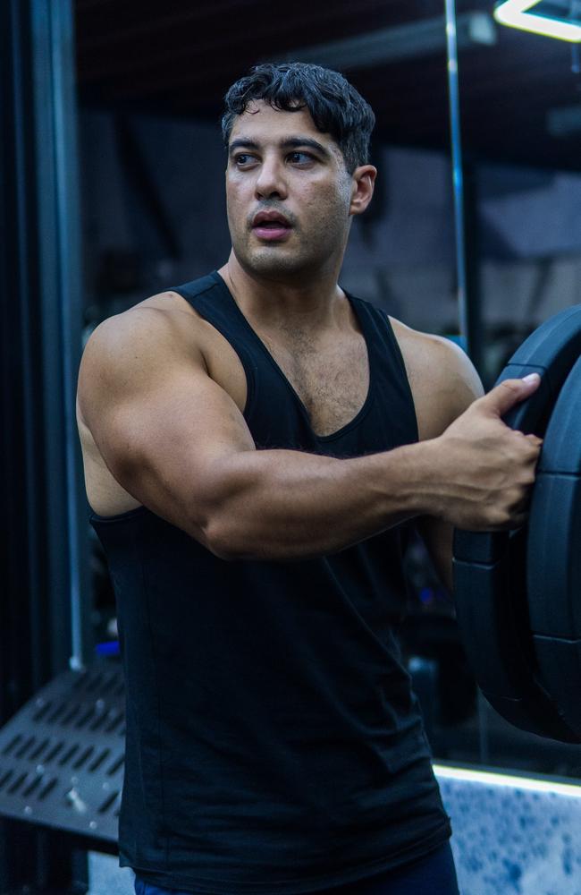 He shared the ‘thirst traps’ to document his return to the gym after being on the road filming. Picture: Instagram/MarcFennell