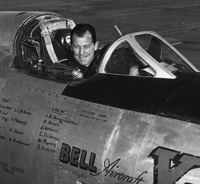 Pilot Chuck Yeager in a Bell XS-1.