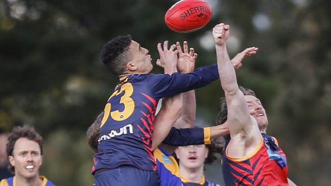 Kai Colella launches into a marking contest for Parkdale Vultures. Picture: Valeriu Campan