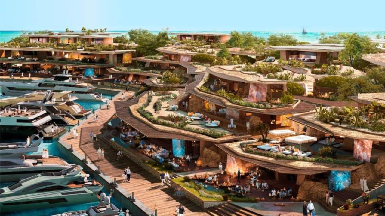 A concept picture of the marina at the luxury island Sindalah off Saudi Arabia's coast. Picture: NEOM