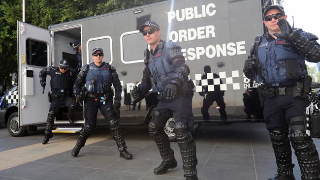 Victoria Police reveal they're new Transporters, public order response vehicles, at Victoria Police Centre in Melbourne. Picture: Alex Coppel