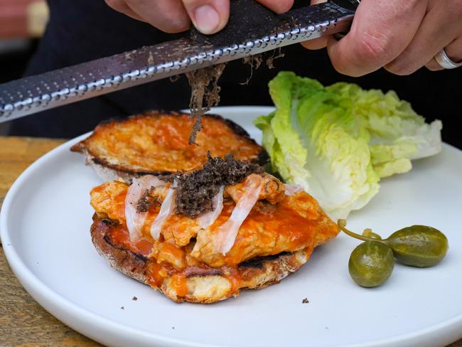 Bifana with shaved truffle at Lunas Petersham. Picture: Jenifer Jagielski