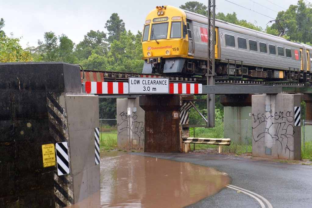 ROAD CLOSED: Back Rd Woombye at the rail overpass. Picture: Patrick Woods