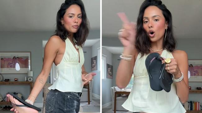 An American influencer has sent her Australian followers into a spin after describing a quintessentially bogan wardrobe staple as 'chic'. Picture: TikTok