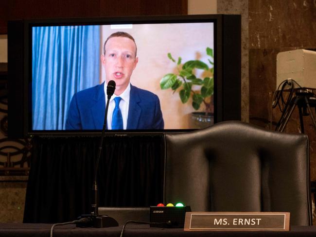 Facebook’s Mark Zuckerberg testifies. Picture: AFP