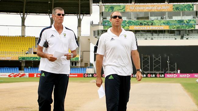 Former Australian coach John Buchanan (L) had some choice words for Hayden at the 2007 World Cup.