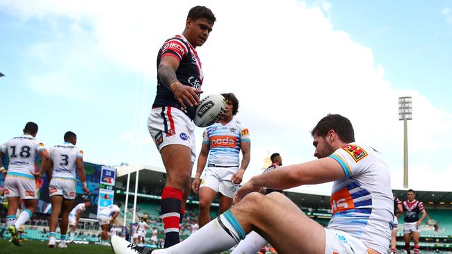 Meninga isn’t yet convinced Mitchell is the man to save the Titans. Picture: Cameron Spencer