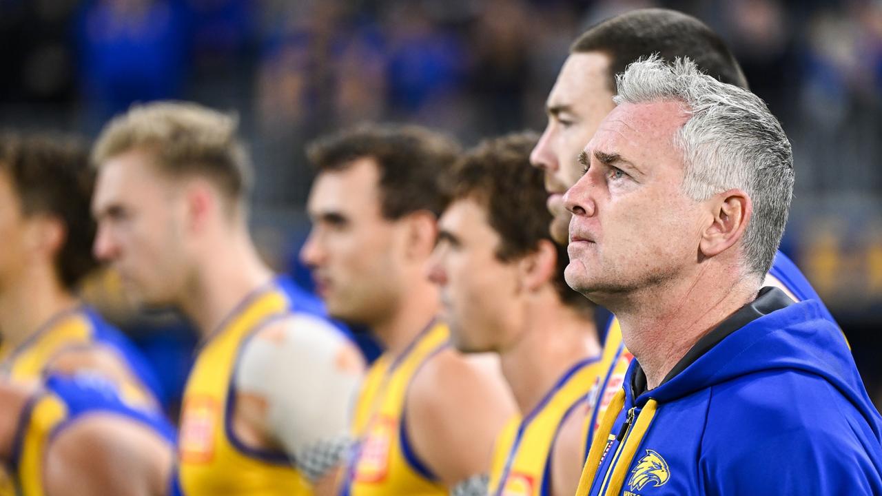 Adam Simpson’s Eagles put in a dismal performance in the Derby. (Photo by Daniel Carson/AFL Photos via Getty Images)