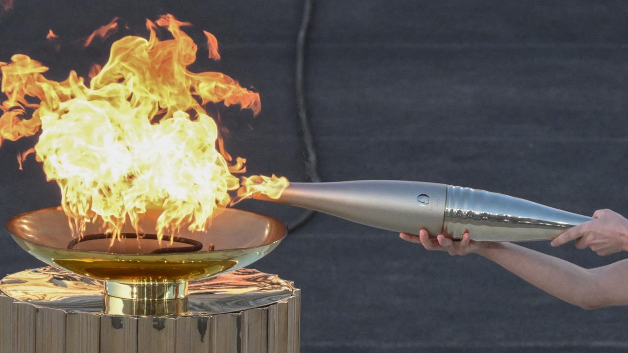 The Olympic flame will be extinguished at the end of the closing ceremony after travelling all the way to Paris from Athens, Greece. Picture: Angelos Tzortzinis / AFP