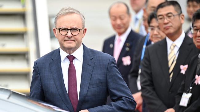 Anthony Albanese has arrived in Hiroshima for the G7 summit. Picture: Philip Fong / AFP