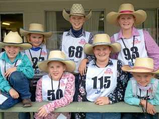 Logan Murray, Annalise Jones, Charlotte Murray, Kira Smith, Lucy Besch, Abbey Besch, and Bonnie Jones at Junior Beef. Picture: Jann Houley
