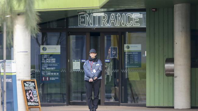 A security guard outside the new safe injecting room at North Richmond community centre this afternoon.Picture by Wayne Taylor 3rd July 2018.