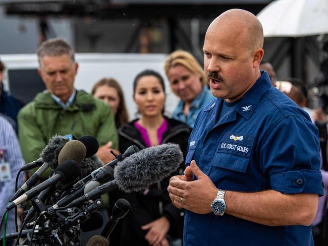 US Coast Guard Captain Jamie Frederick speaks during a press conference about the search efforts at Coast Guard Base in Boston, Massachusetts. Picture: AFP