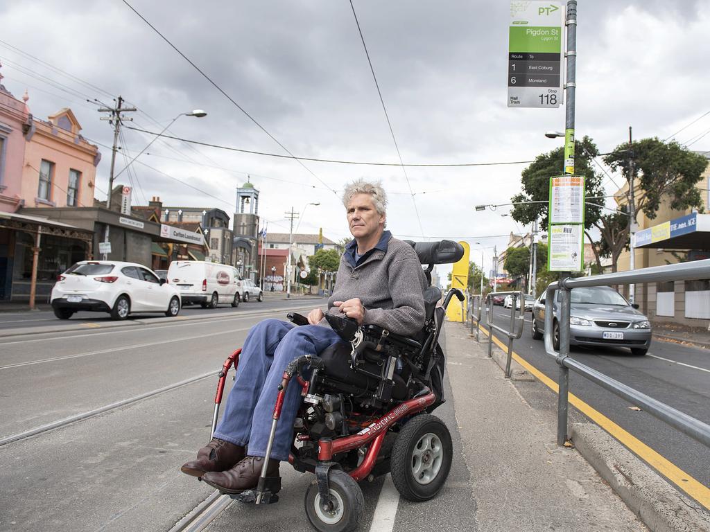 Martin Leckey says too many stops are at road level, making it impossible for wheelchair and mobility-aid users to board trams — even ‘accessible’, low-floor ones. Picture: Ellen Smith