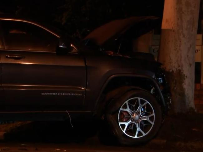 A black Jeep also slammed into a tree. Picture: Nine News