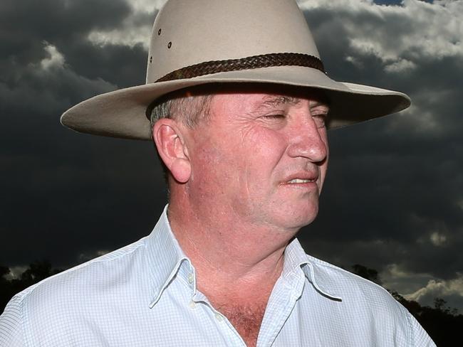 SUNDAY TELEGRAPH. Exclusive Pictures. Barnaby Joyce looks out over the paddocks around Woolbrook, where he went to school,  after casting his vote in the Federal election. Picture by Peter Lorimer.