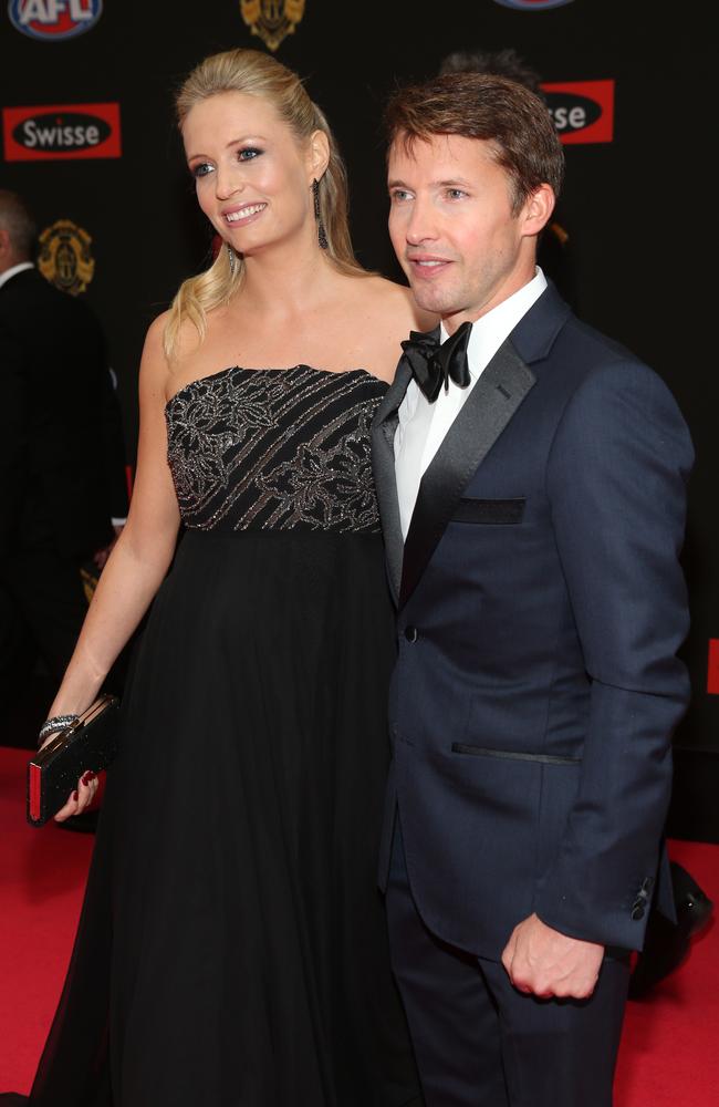 James and Sofia Blunt arrive at the Brownlow Medal Ceremony at Crown