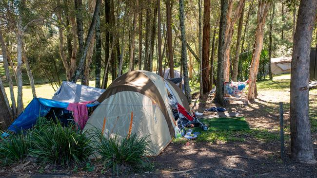 An area known as tent city behind the Coffs Harbour Neighbourhood Centre.