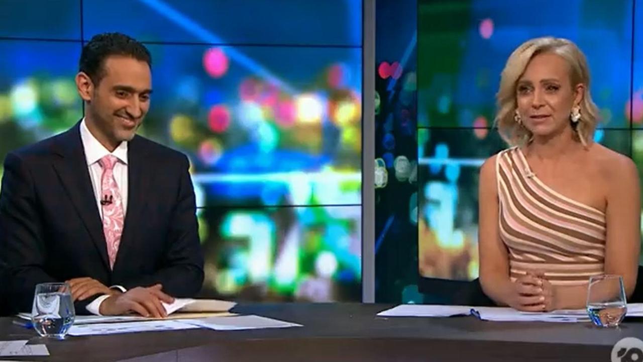 Waleed Aly and Carrie Bickmore on The Project.