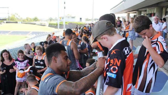 Wests Tigers open training session at Campbelltown Sports Stadium on January 15, 2015