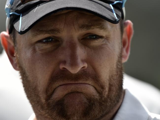 New Zealand's captain Brendon McCullum reacts after Cricket Australia XI declared their innings during the tour warm-up match between the Cricket Australia XI and New Zealand at Blacktown Sports Park in Sydney on October 30, 2015. AFP PHOTO / Saeed KHAN IMAGE STRICTLY RESTRICTED TO EDITORIAL USE - STRICTLY NO COMMERCIAL USE