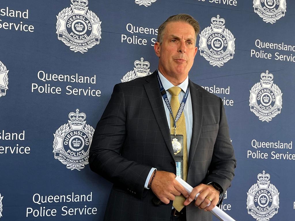 Detective Superintendent Darrin Shadlow addresses media in the wake of the media charges.