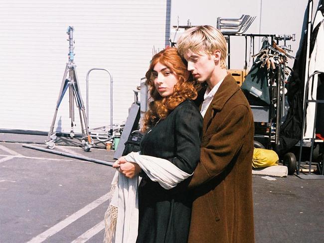 Troye Sivan and Charli XCX on set of their 1999 video clip, recreating a scene from The Titanic. Picture: Instagram