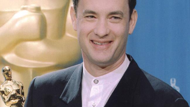 Tom Hanks, with his trophy for Best Actor for his performance in Forrest Gump.