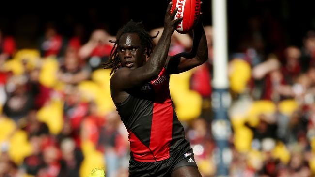 Anthony McDonald-Tipungwuti is one of Essendon’s rookie list success stories. Picture: Colleen Petch