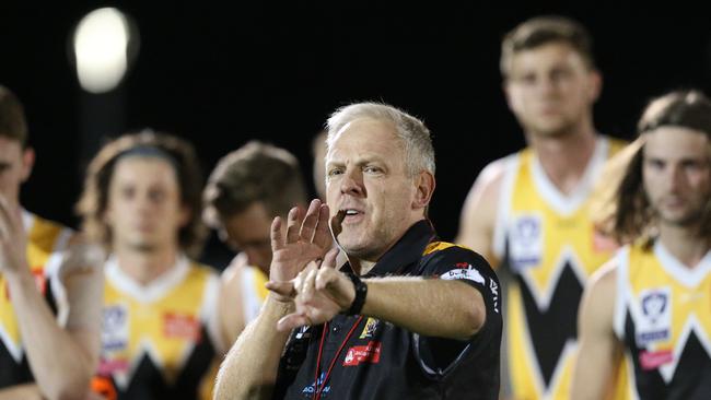 John Lamonet coaching Werribee in 2018 before heading for Mooroopna. Picture: Mark Wilson