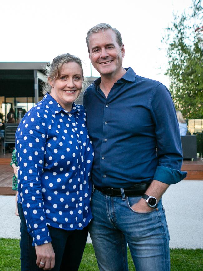 Tasmanian Liberal candidate Michael Ferguson with wife Julie at their Trevallyn home as while the votes are tallies during the 2024 Tasmanian State Election. Picture: Patrick Gee