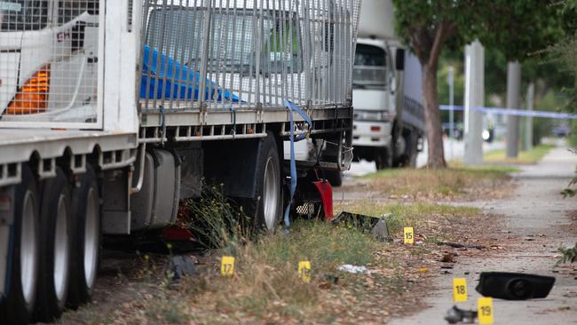 The tray truck, which was parked on the side of the road, was unoccupied. Picture: Sarah Matray