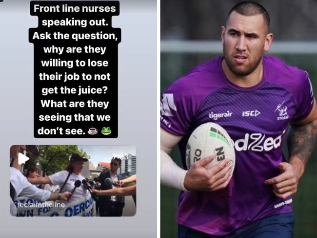 Asofa-Solomona has doubled down on his vaccination stance. Image: Getty/Instagram