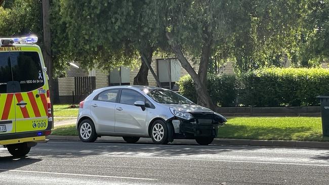 The car has been left without a bumper.