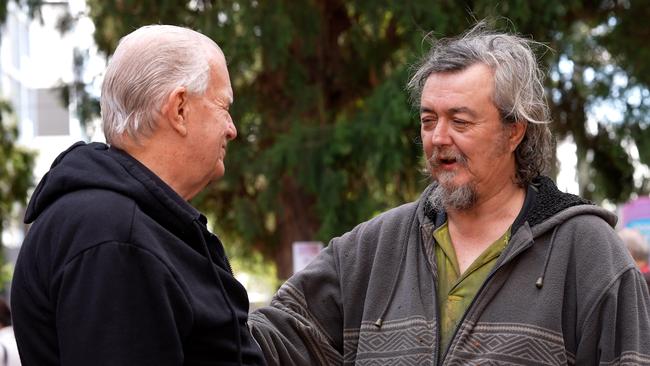 Reverend Bill Crews, left, speaks to the major gap in Australia's mental health support at the Bill Crews Foundation in Ashfield. Picture: Bianca Farmakis