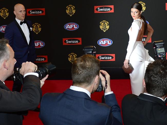 Gary Ablett and Jordan Papalia on the Red Carpet. Picture: Stephen Harman