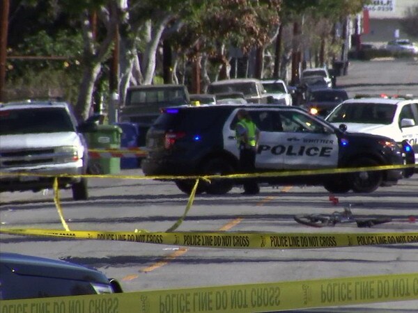 The crash site in Los Angeles where cyclist Agustin Rodriguez Jr died in January 2017. Picture: KABC