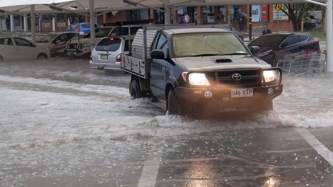 Cars and shops in Toormina, south of Coffs Harbour, were lashed with damaging hail and rain Picture: Frank Redward