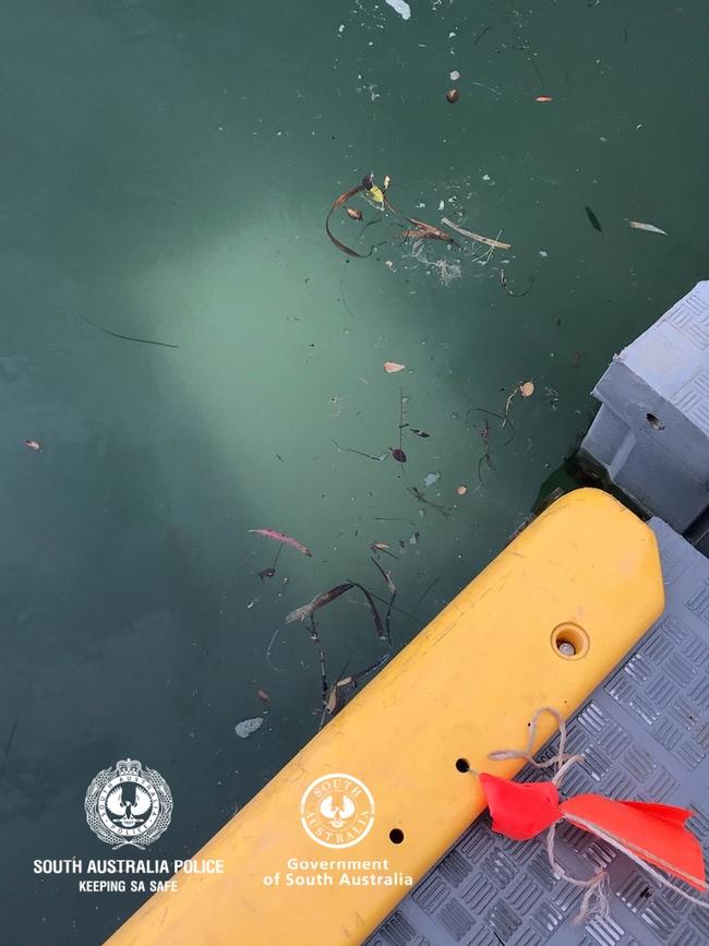 A car has been discovered submerged at at the end of a boat ramp at Port Augusta. Picture: SA Police