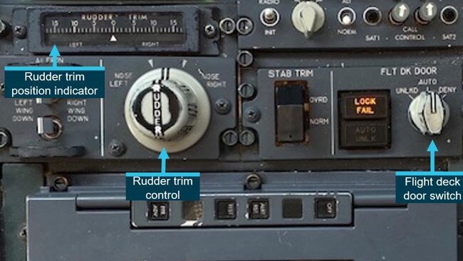 The switches in question on the flight deck aisle stand panel on a Boeing 737. Picture: ATSB