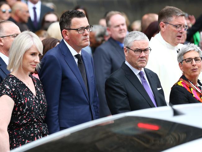 Premier Daniel Andrews  and Governor of Victoria Linda Dessau. Picture: Michael Dodge/Getty