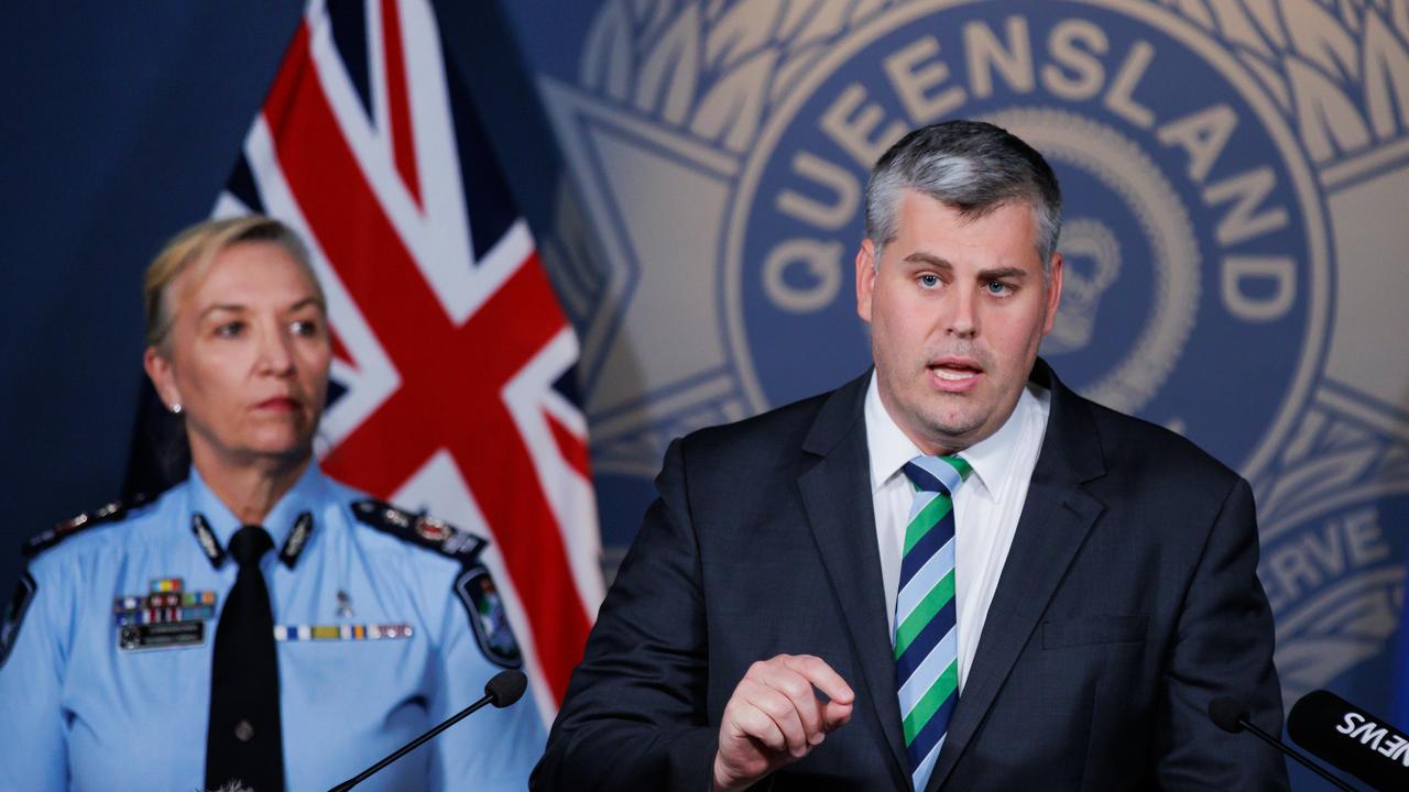 Police Minister Mark Ryan, with Police Commissioner Katarina Carroll. Picture Lachie Millard